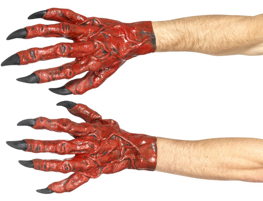 Čertovské ruce rukavice červené
