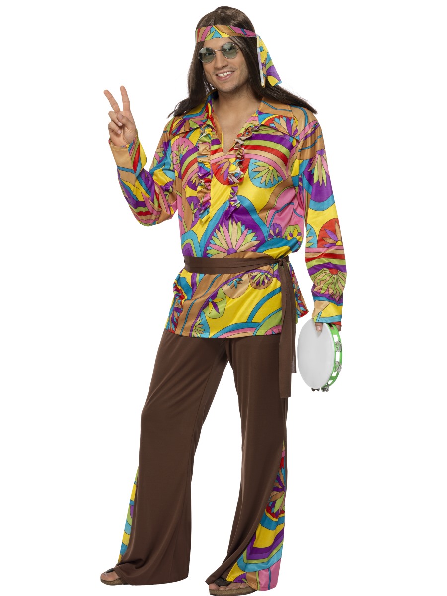Pánský kostým Hippies (hnědý) M (48-50)