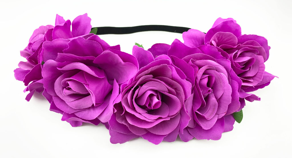 Květinová čelenka růže světle fialová