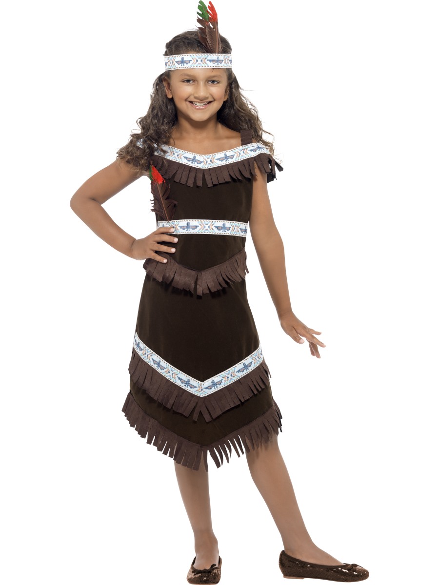 Dětský kostým Indiánka (tmavě hnědá) 10-12 let
