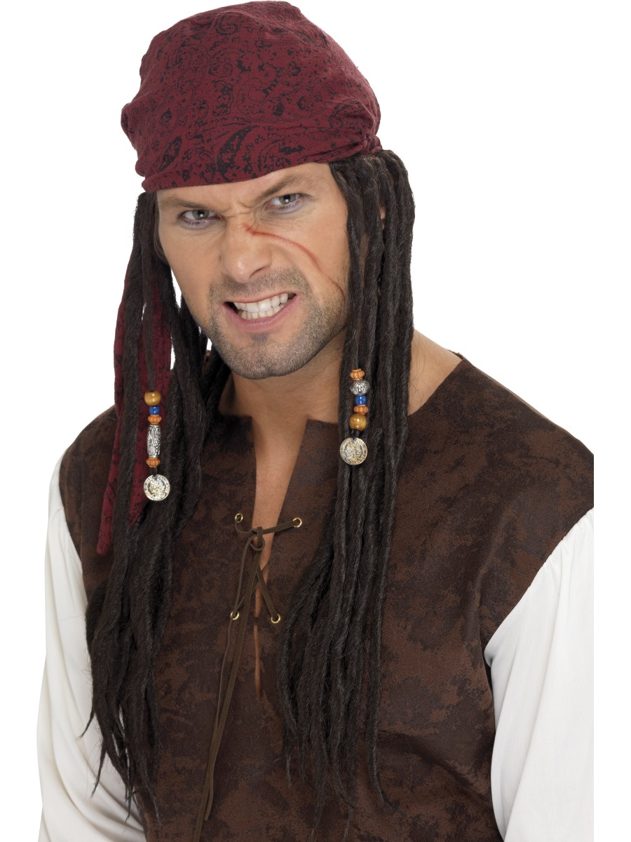 Pirátský šátek s dredy Jack Sparrow