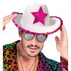 Party klobouk Kovbojka bílý s růžovou hvězdou