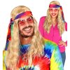 Blond hippie paruka s barevnou čelenkou