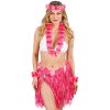 Růžový havajský hula hula set