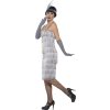 Stříbrné šaty s třásněmi 30. léta (dlouhé šaty)