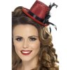 Mini klobouk s peřím červený