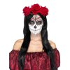 Čelenka Sugar Skull rudé růže