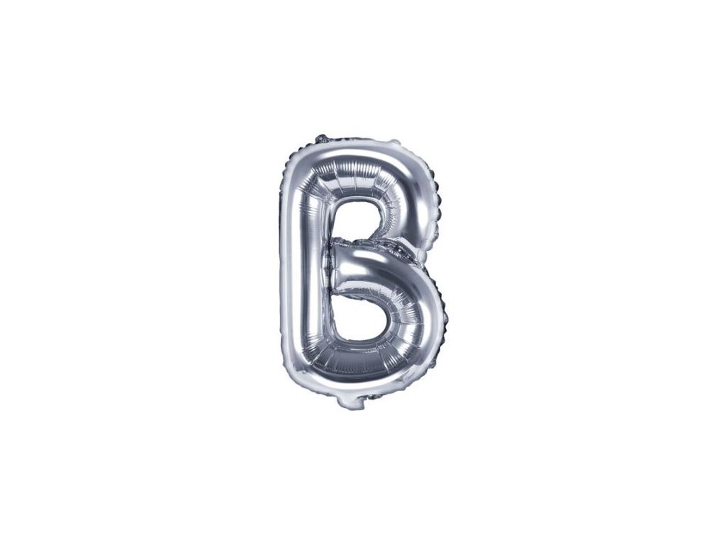 Balón foliový písmeno "B", 35cm, STŘÍBRNÝ (NELZE PLNIT HELIEM)