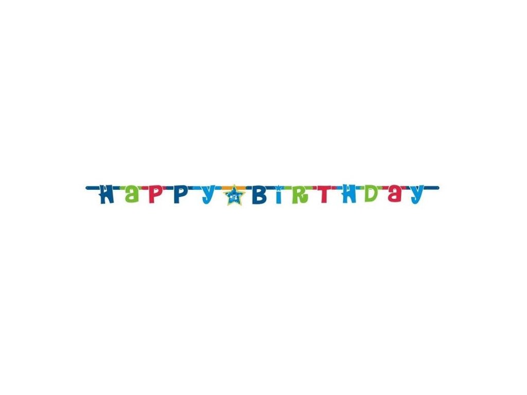 HAPPY BIRTHDAY - narozeniny - girlanda -180 cm MODRÁ