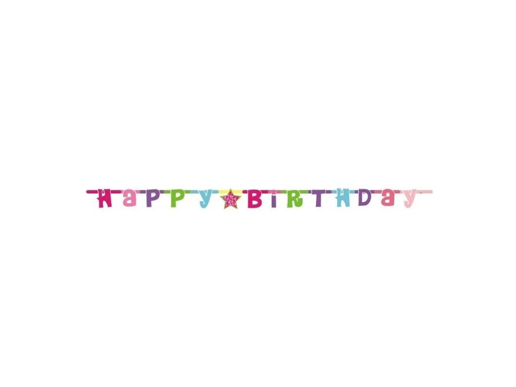 HAPPY BIRTHDAY - narozeniny - girlanda 180 cm RŮŽOVÁ