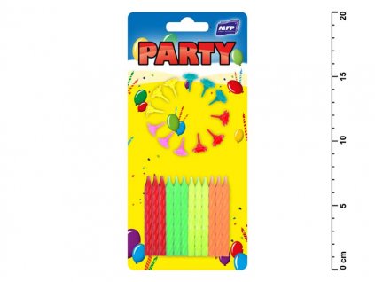 dortové svíčky neon 24ks+12ks držák 8800064