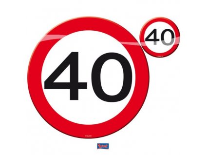 Prostírání dopravní značka 40 let , 4x talíř, 4x sklenička