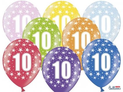 Silné Balónky 30cm metalické mix - narozeniny - Birthday No.10