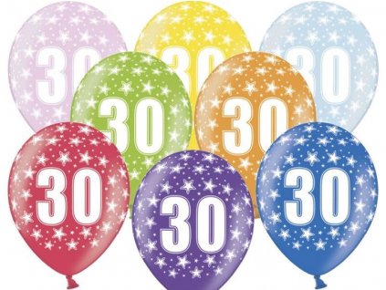 Silné Balónky 30cm metalické mix - narozeniny - Birthday No.30