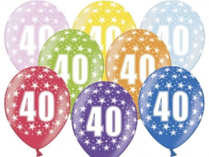 Silné Balónky 30cm metalické mix - narozeniny - Birthday No.40