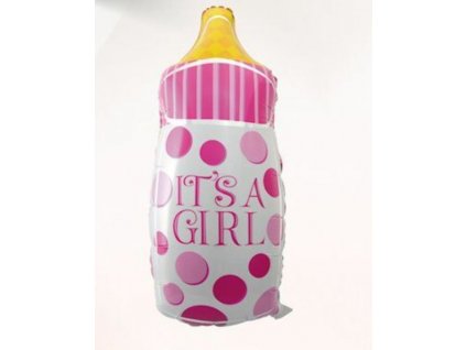 Balón foliový dětská láhev holka - holčička - Baby shower - 80 cm