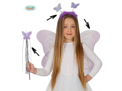 Dětská sada motýlek - čelenka,křídla,hůlka - 50x36 cm - 3 ks