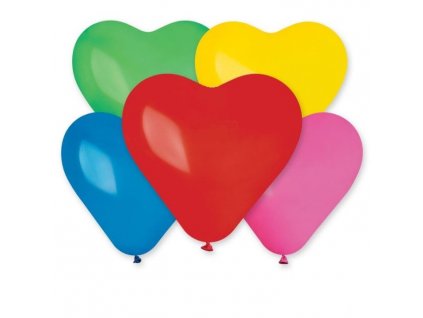 Balón SRDCE barevné 25 cm -1 ks - Valentýn / Svatba