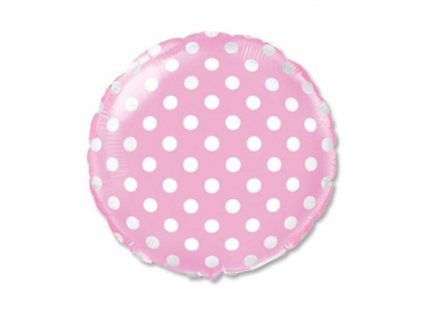 Balón foliový Kulatý růžový s bílými puntíky 45 cm