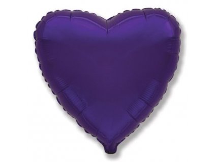 Balón foliový 45 cm Srdce fialové - Valentýn / Svatba