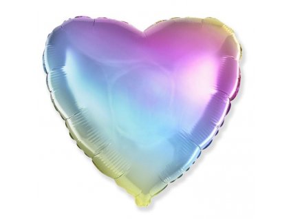Balón foliový 45cm srdce DUHOVÝ - RAINBOW - Valentýn / Svatba