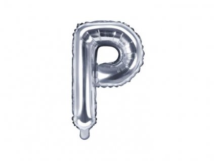 Balón foliový písmeno "P", 35cm, STŘÍBRNÝ (NELZE PLNIT HELIEM)