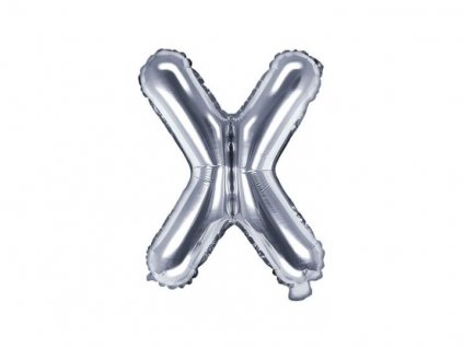 Balón foliový písmeno "X", 35cm, STŘÍBRNÝ (NELZE PLNIT HELIEM)
