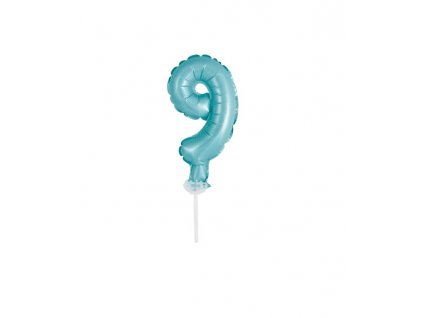 Balón foliový číslice - 9 - TYRKYSOVÁ - TIFFANY 12,5 cm s držákem