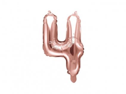 Balón foliový číslice RŮŽOVO ZLATÁ - ROSE GOLD 4 - 35 cm ( NELZE PLNIT HELIEM )