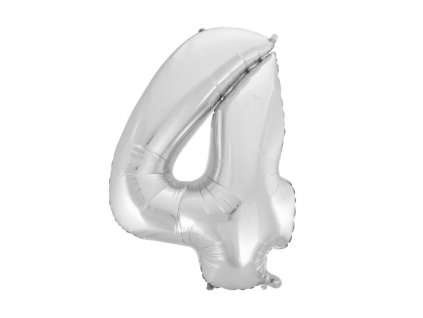 Balón foliový číslice STŘÍBRNÁ - SILVER 102 cm - 4