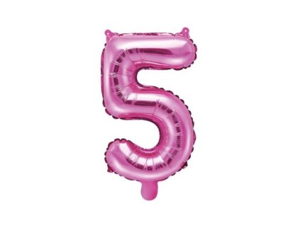 Balón foliový číslice SVĚTLE RŮŽOVÁ 35 cm - 5 ( NELZE PLNIT HELIEM )