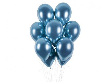 Balónky chromované 50 ks modré lesklé - 33 cm