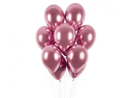 Balónky chromované 50 ks růžové lesklé - 33 cm