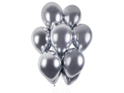 Balónky chromované 50 ks stříbrné lesklé - Silvestr - 33 cm
