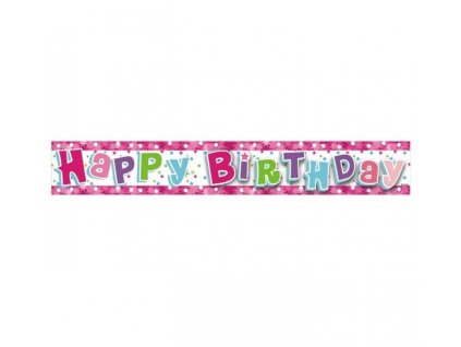 HAPPY BIRTHDAY - narozeniny - BANNER girlanda 180 cm růžová