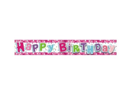 HAPPY BIRTHDAY - narozeniny - BANNER girlanda 180 cm růžová