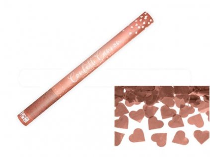Konfety 60cm - METALICKÉ RŮŽOVO ZLATÉ / ROSE GOLD SRDCE - Svatba