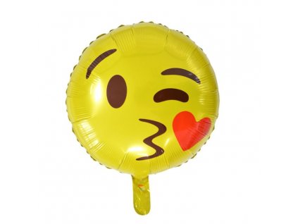 Balón foliový Smajlík - smile - Kiss - polibek - 45 cm