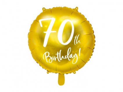 Balón foliový 70. narozeniny zlatý, 45cm
