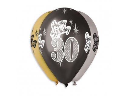 Balónky metalické 30 let , Happy Birthday - narozeniny - mix barev - 30 cm (5 ks)