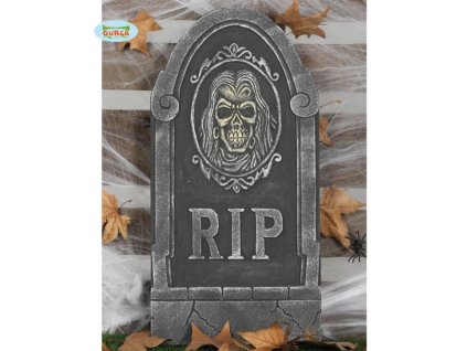 Náhrobek - RIP s lebkou - odpočívej v pokoji - 33 x 65 cm - HALLOWEEN