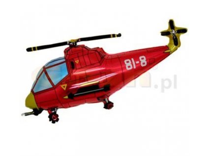 Balón foliový 35 cm Helikoptera - vrtulník - červená (NELZE PLNIT HELIEM)