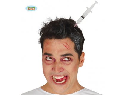 Injekční stříkačka v hlavě čelenka - Halloween