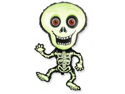 Balón foliový Skeleton - Kostra - kostlivec - 82 cm - Halloween - černo-zelený