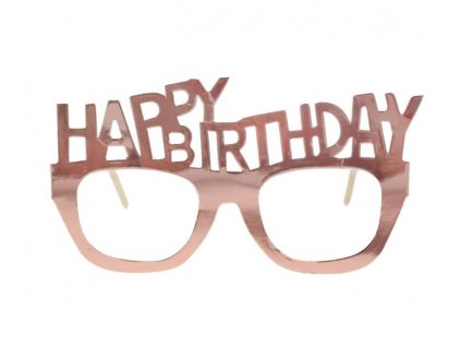 Papírové brýle Happy Birthday - narozeniny - rose gold - růžovozlaté 4 ks