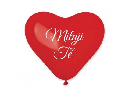 Balónek srdce červené 25 cm - MILUJI TĚ - 1 ks - Valentýn