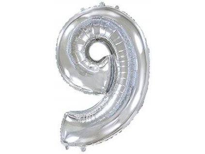 Balón foliový číslice STŘÍBRNÁ - SILVER 102 cm - 9