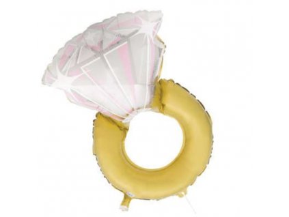 Balón foliový svatební prsten - prstýnek růžový 81 cm - rozlučka se svobodou