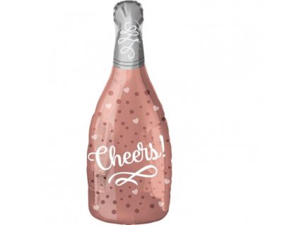 Balón foliový Láhev šampaňského - Champagne - Cheers - rose gold - růžovozlatá - 60 cm