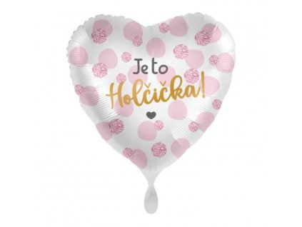 Balón foliový - Je to holčička - srdce - 43 cm